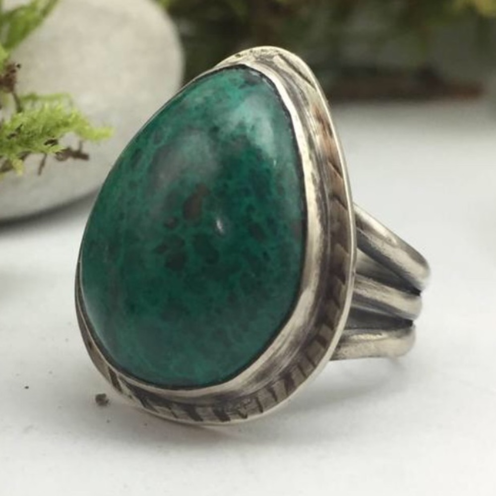 NWOT Artisan made chrysocolla sterling silver ring